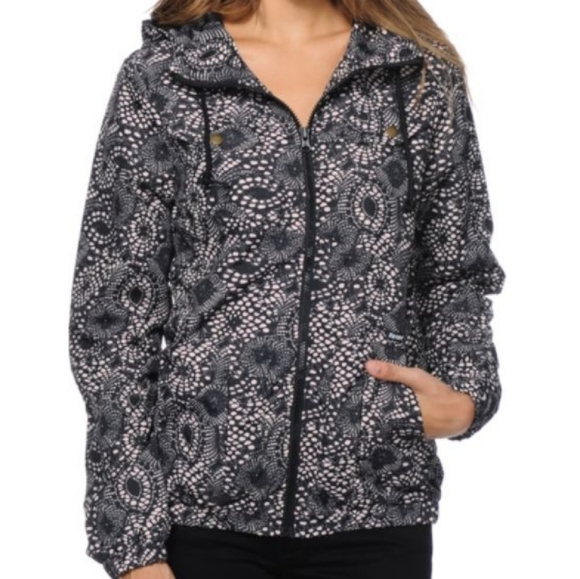 Volcom Enemy Lines Black Pink Windbreaker Jacket Large - Picture 1 of 9